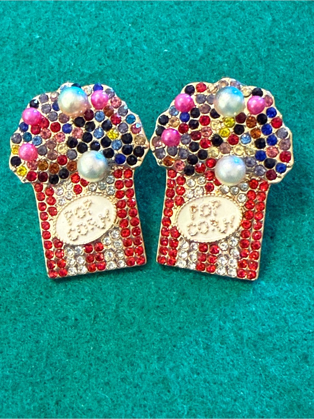Cupcake Crystal Stud Earrings - Multicolor